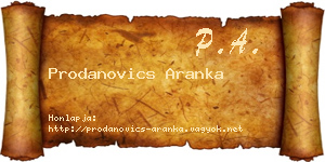 Prodanovics Aranka névjegykártya
